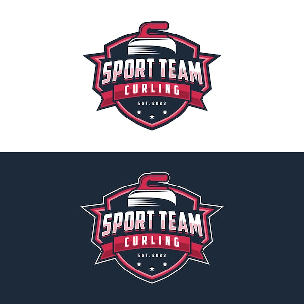 Ilustración de vector de logotipo de juego de curling Logotipo para equipo deportivo de curling Deporte de curling con piedra