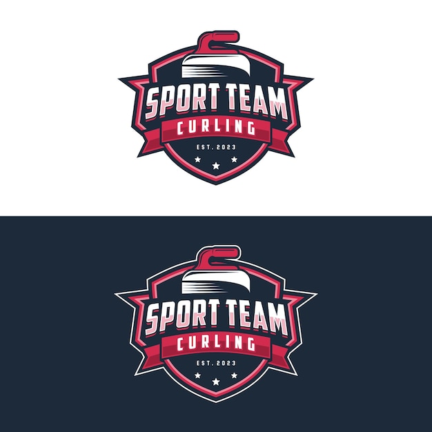 Vector ilustración de vector de logotipo de juego de curling logotipo para equipo deportivo de curling deporte de curling con piedra