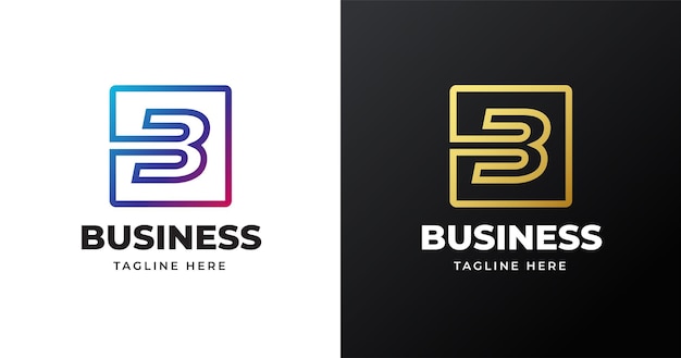 Ilustración de vector de logotipo letra B con diseño de líneas cuadradas