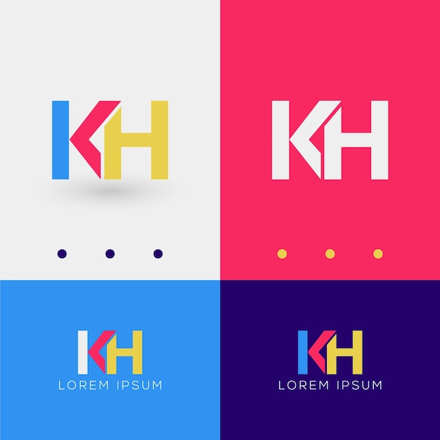 Ilustración de vector de logotipo de letra kh