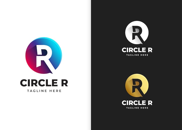 Ilustración de vector de logotipo letra r con diseño de forma de círculo