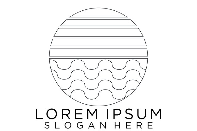 ilustración de vector de logotipo de línea de playa de verano