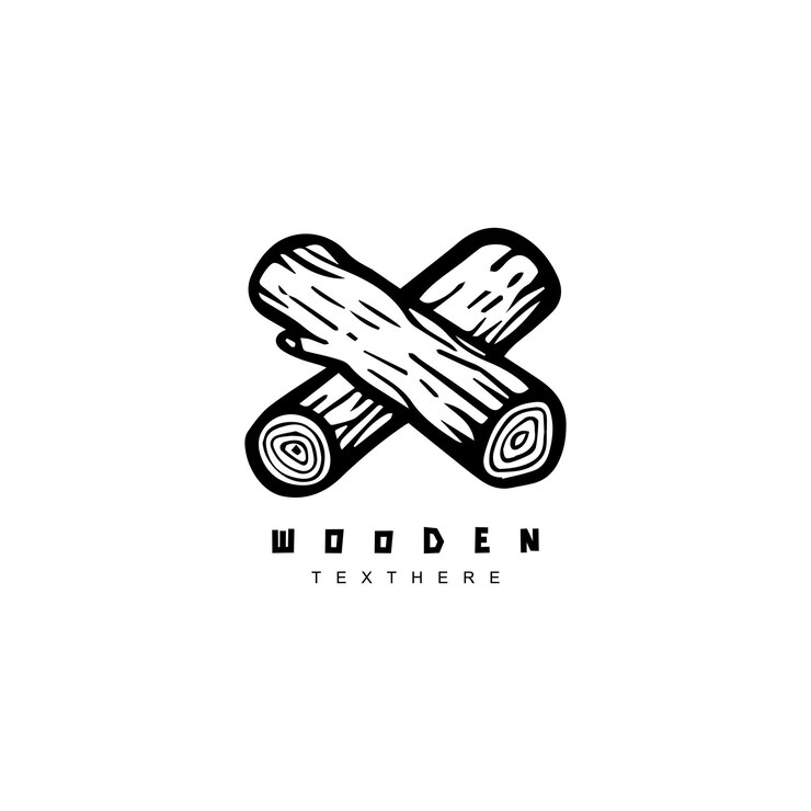 Vector ilustración de vector de logotipo de madera cruzado dibujado a mano vintage