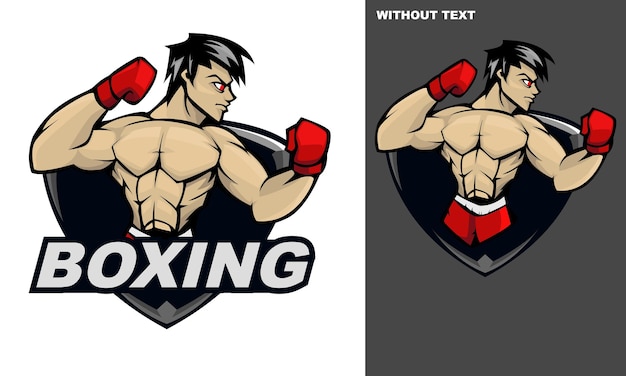 ILUSTRACIÓN DEL VECTOR DEL LOGOTIPO DE LA MASCOTA DEL ATLETA DE BOXEO