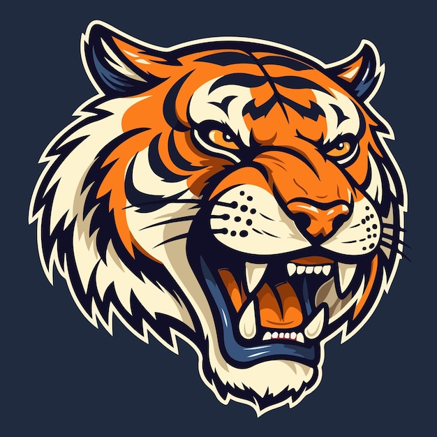 Ilustración de vector de logotipo de mascota de cabeza de tigre