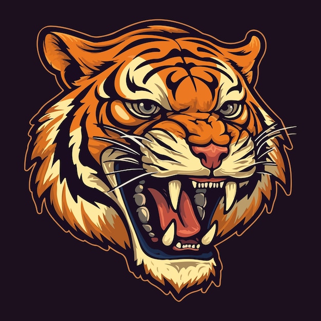 Ilustración de vector de logotipo de mascota de cabeza de tigre