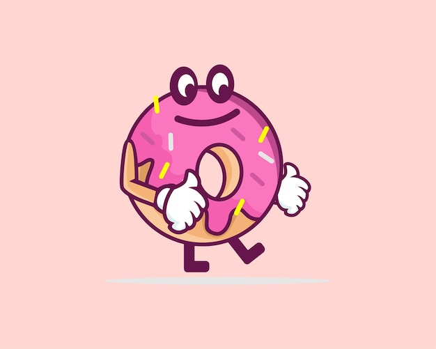 Ilustración de vector de logotipo de mascota de donut de sonrisa