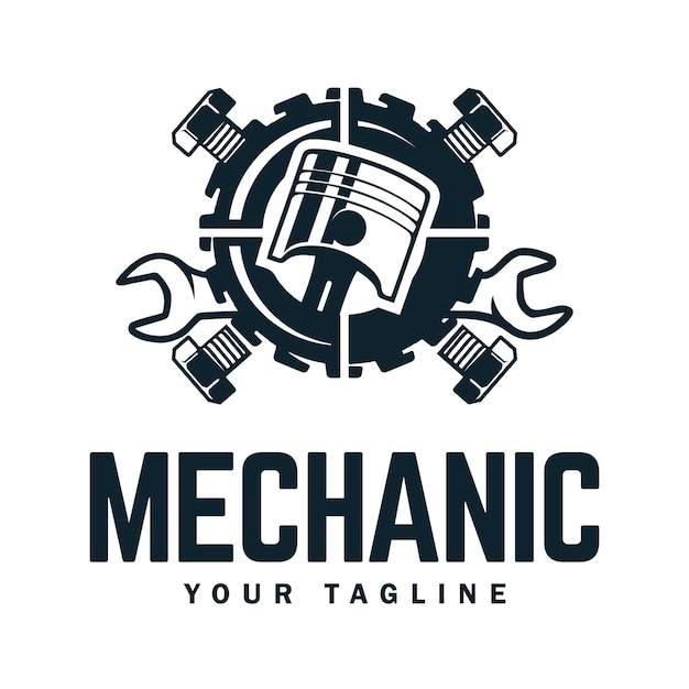 Ilustración de vector de logotipo mecánico vintage