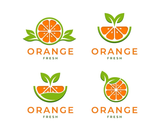 Ilustración de vector de logotipo de naranja fresca, diseño de logotipo de rebanada de naranja fresca