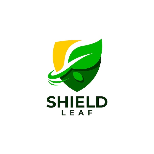 Ilustración del vector del logotipo de la naturaleza del escudo y la hoja