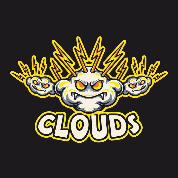 Vector ilustración de vector de logotipo de nubes y relámpagos