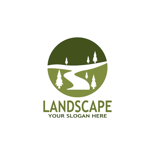 Ilustración de vector de logotipo de paisaje de naturaleza simple