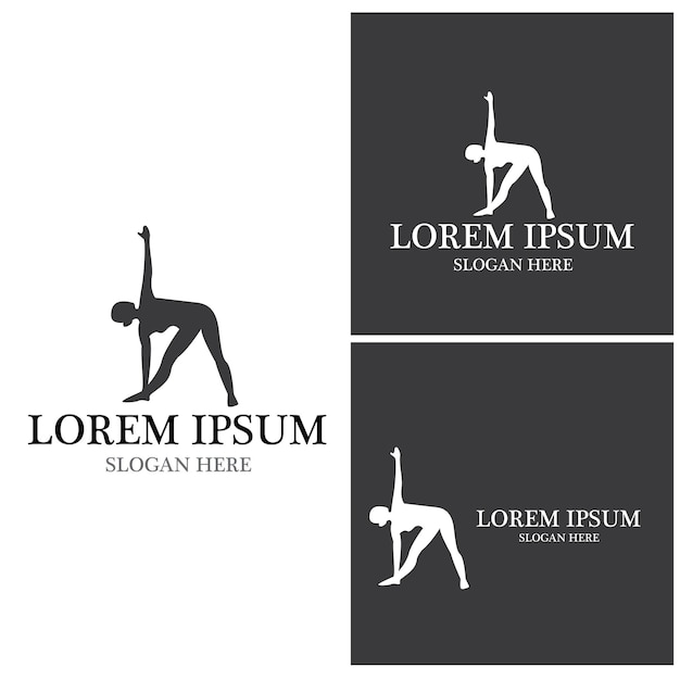 Ilustración de vector de logotipo de personas de yoga