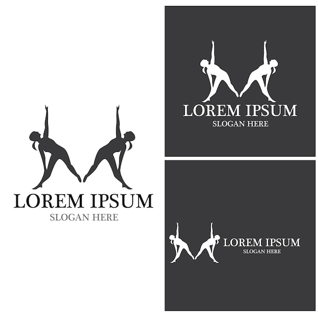 Ilustración de vector de logotipo de personas de yoga