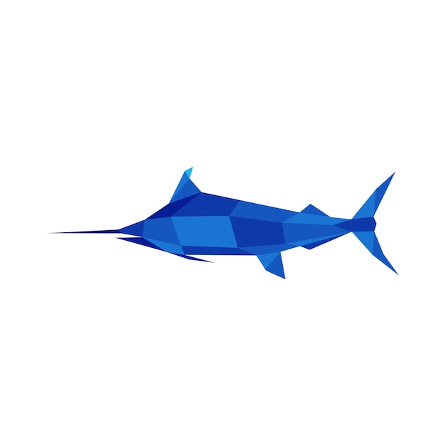 Ilustración de vector de logotipo de pez marlin azul geométrico