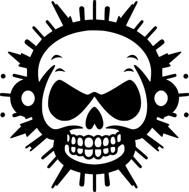 Ilustración de Vector de logotipo plano y minimalista de calavera