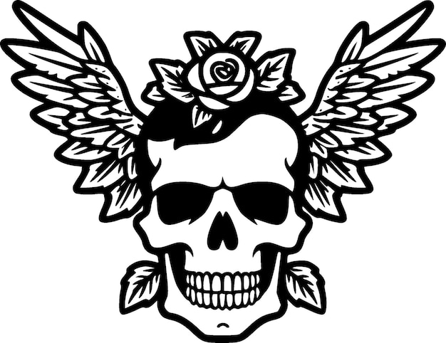 Ilustración de Vector de logotipo plano y minimalista de calavera