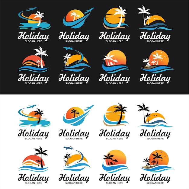 Ilustración de vector de logotipo de playa de verano