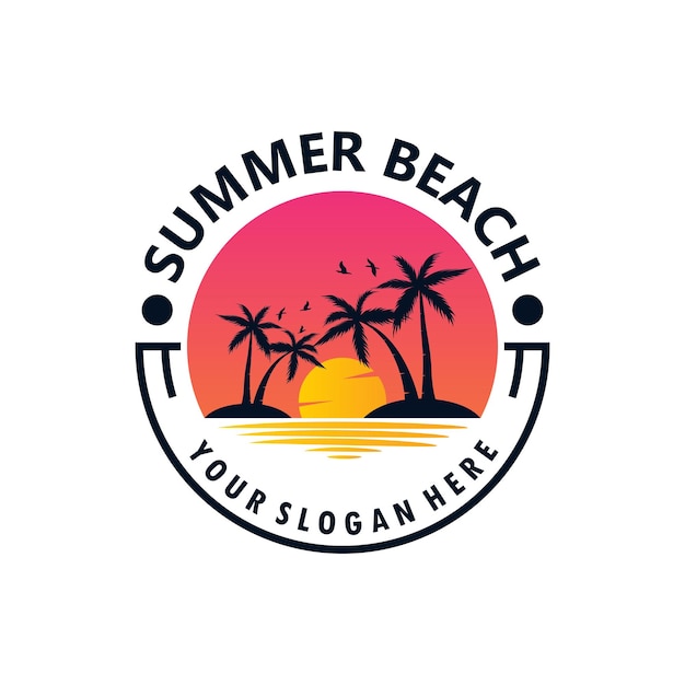 ilustración de vector de logotipo de playa de verano
