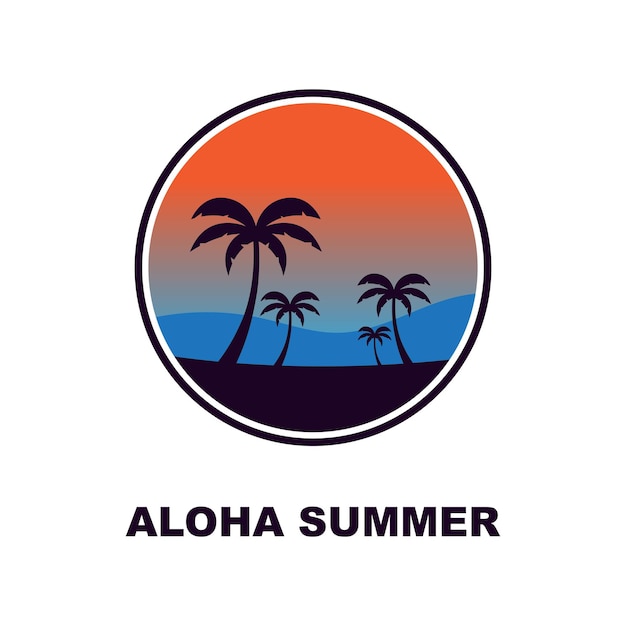 ilustración de vector de logotipo de playa de verano