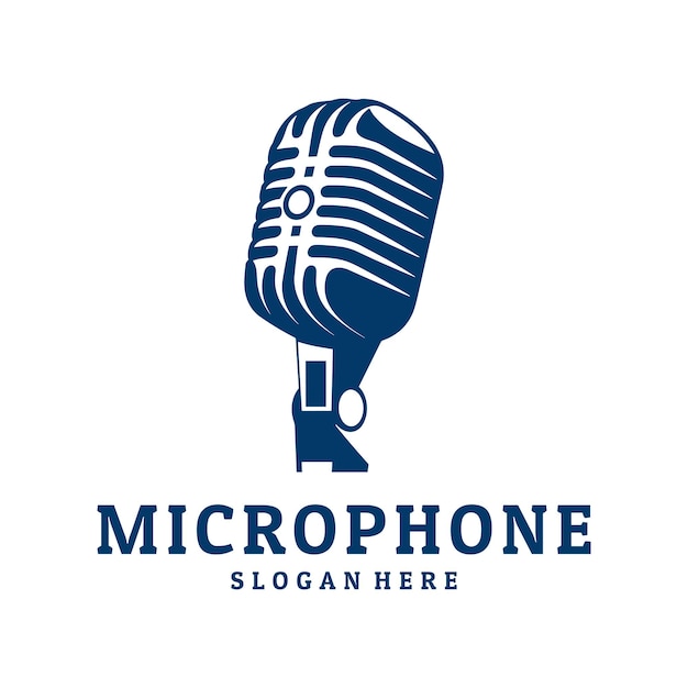 Ilustración de vector de logotipo de podcast de micrófono