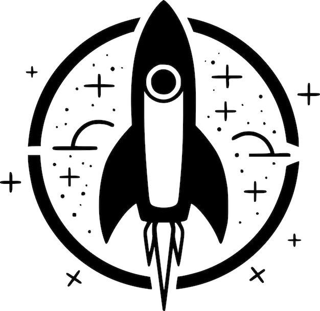 Ilustración del vector del logotipo Rocket Minimalist y Flat