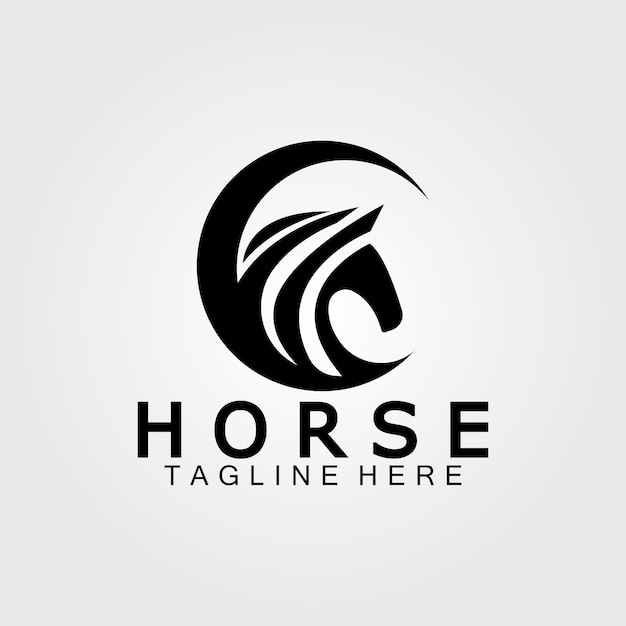 Ilustración de vector de logotipo de silueta de cabeza de caballo negro