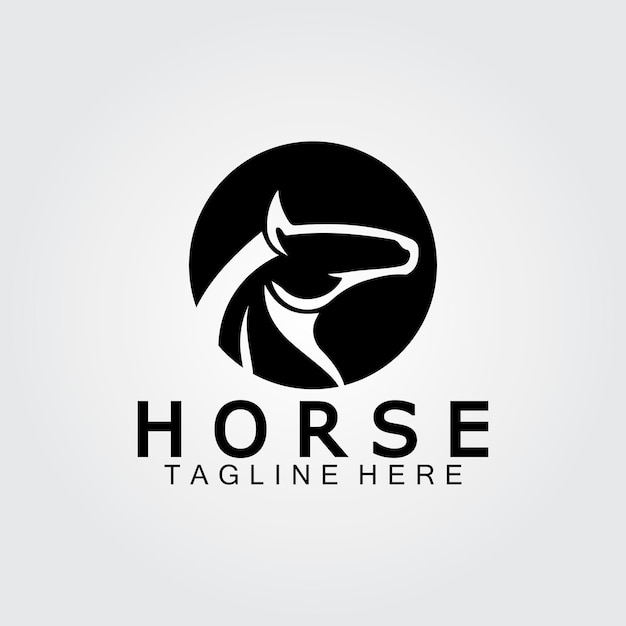 Ilustración de vector de logotipo de silueta de cabeza de caballo negro