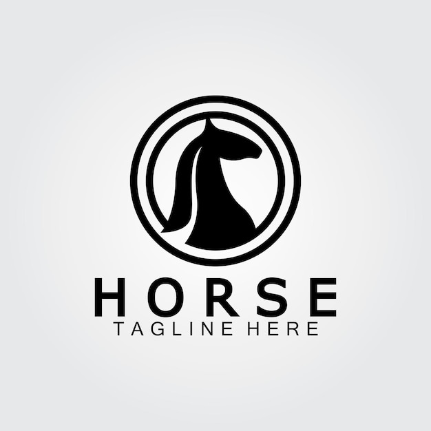 Ilustración de vector de logotipo de silueta de cabeza de caballo negro