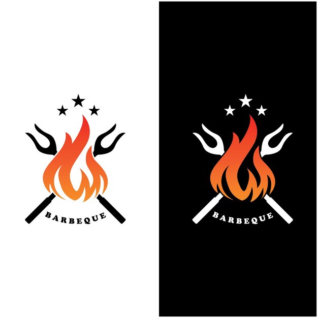 Ilustración de vector de logotipo y símbolo de barbacoa con plantilla de eslogan