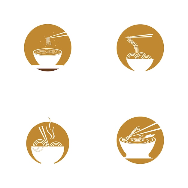 Ilustración de vector de logotipo de tazón de fideos de comida de fideos