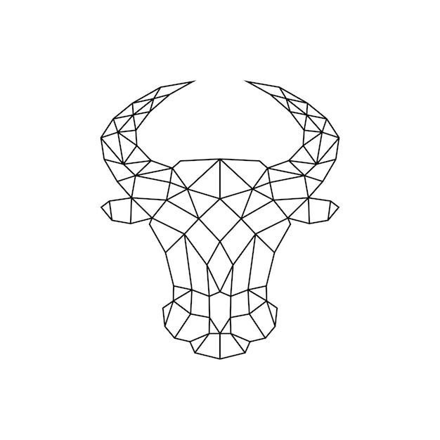 Ilustración de vector de logotipo de toro de cabeza poligonal geométrica