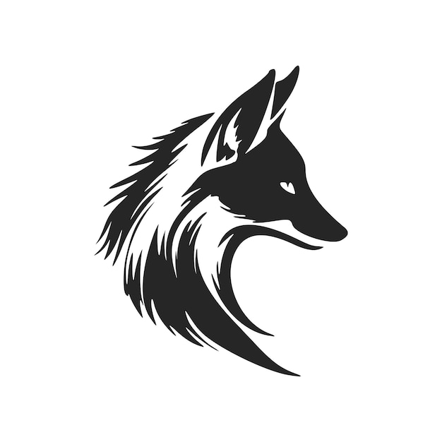 Ilustración de vector de logotipo de zorro blanco y negro de alto contraste