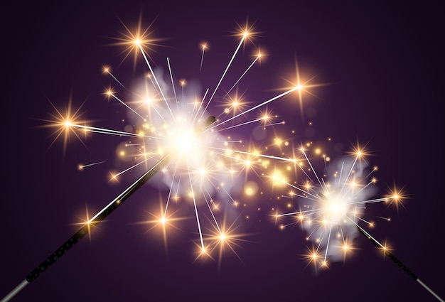 Ilustración de vector de luces de Bengala sobre un fondo transparente