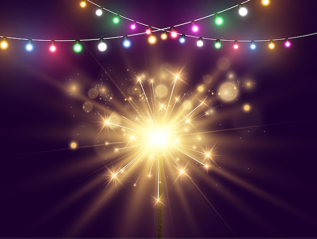 Ilustración de vector de luces de Bengala sobre un fondo transparente