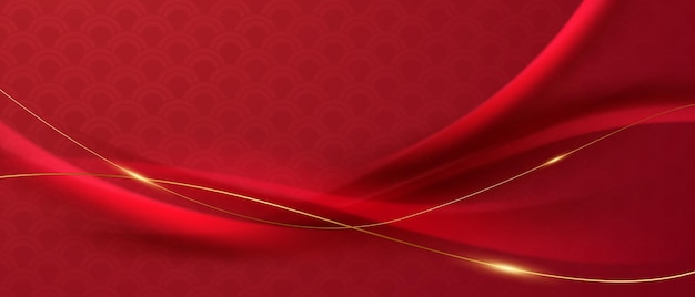 Ilustración de vector de lujo de diseño de fondo de patrón de onda roja de estilo chino