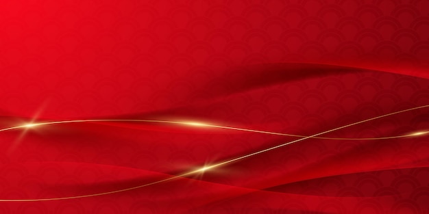 Ilustración de vector de lujo de diseño de fondo de patrón de onda roja de estilo chino
