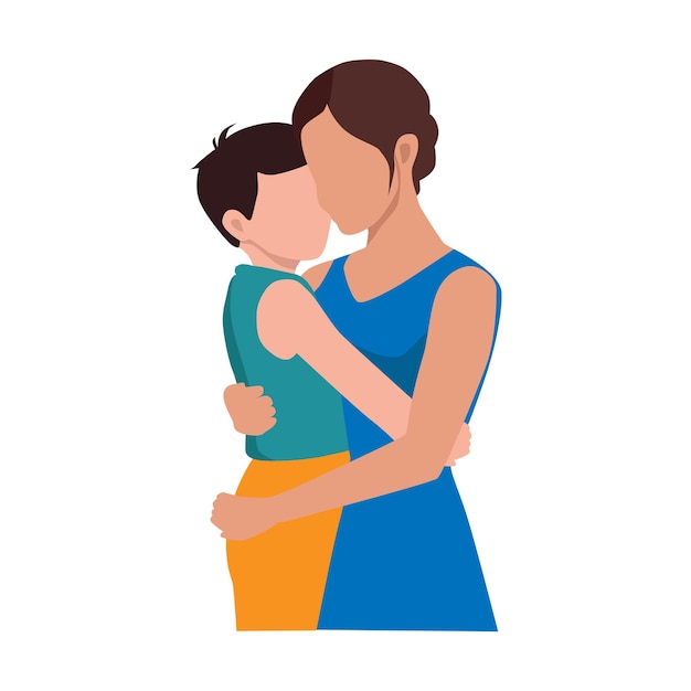 Ilustración de vector de madre abrazando a su hijo día de las madres