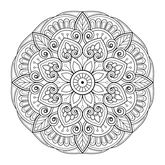 Ilustración de vector de mandala blanco y negro