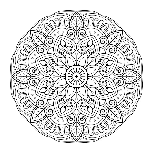 Ilustración de vector de mandala blanco y negro