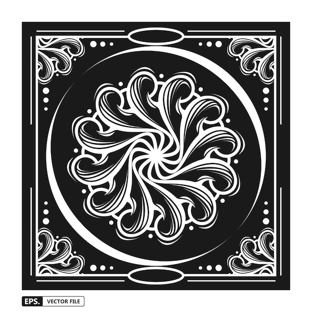 Ilustración de vector de mandala blanco y negro