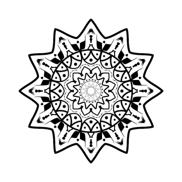 Ilustración de vector de mandala de flor blanco y negro