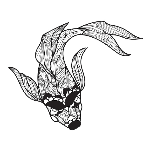 Ilustración de vector de mandala de peces koi