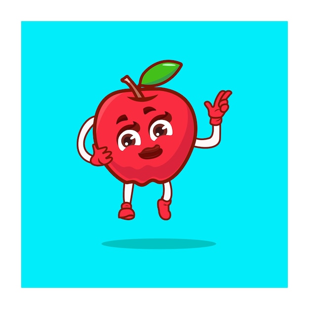 Una ilustración de vector de manzana bailando