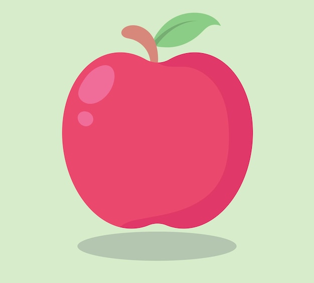 Ilustración de vector de manzana de dibujos animados frescos Diseño plano simple fruta de manzana Comida vegetariana y ecológica Comida saludable Manzana dulce Frutas tropicales