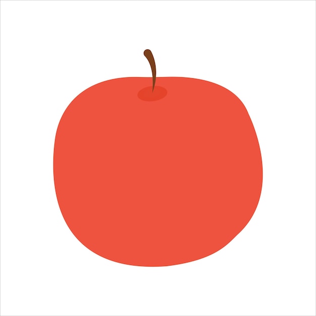 Ilustración de vector de una manzana roja en un estilo plano