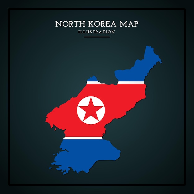 Vector ilustración de vector de mapa de corea del norte 3d