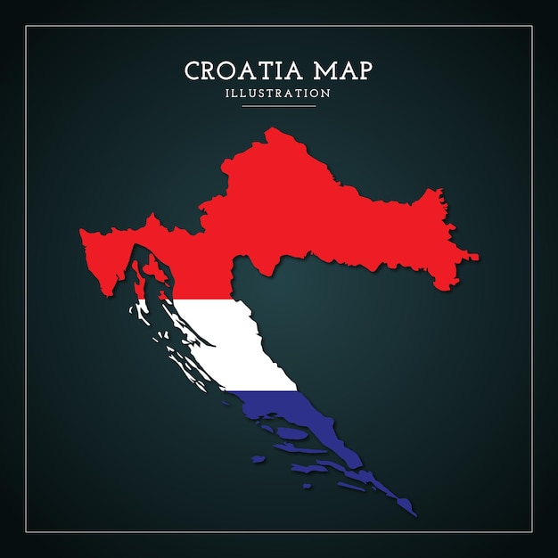 Ilustración de vector de mapa de croacia 3d