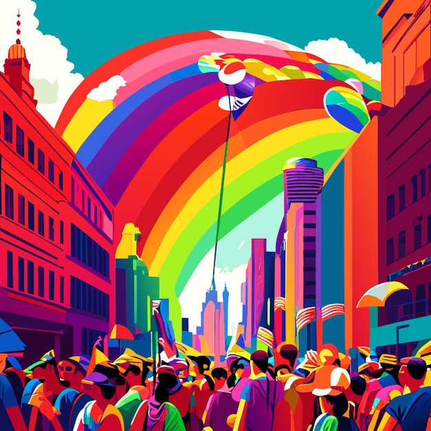 Ilustración de vector de marcha del orgullo de la ciudad de Nueva York