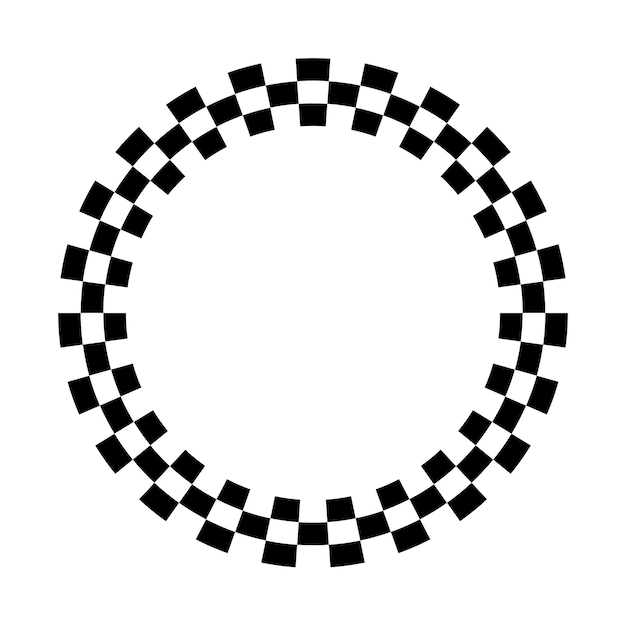 Ilustración de vector de marco de círculo a cuadros blanco y negro